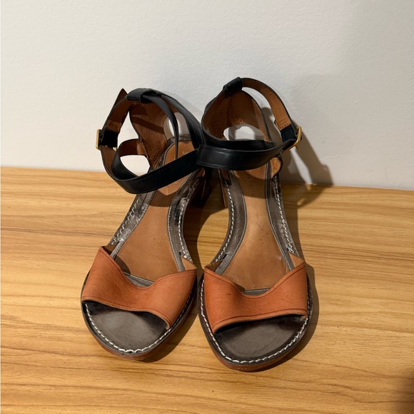 Anthropologie Leifsdottir Leather Block Heel Sandals – Women’s Size 40 - Picture 2 of 5